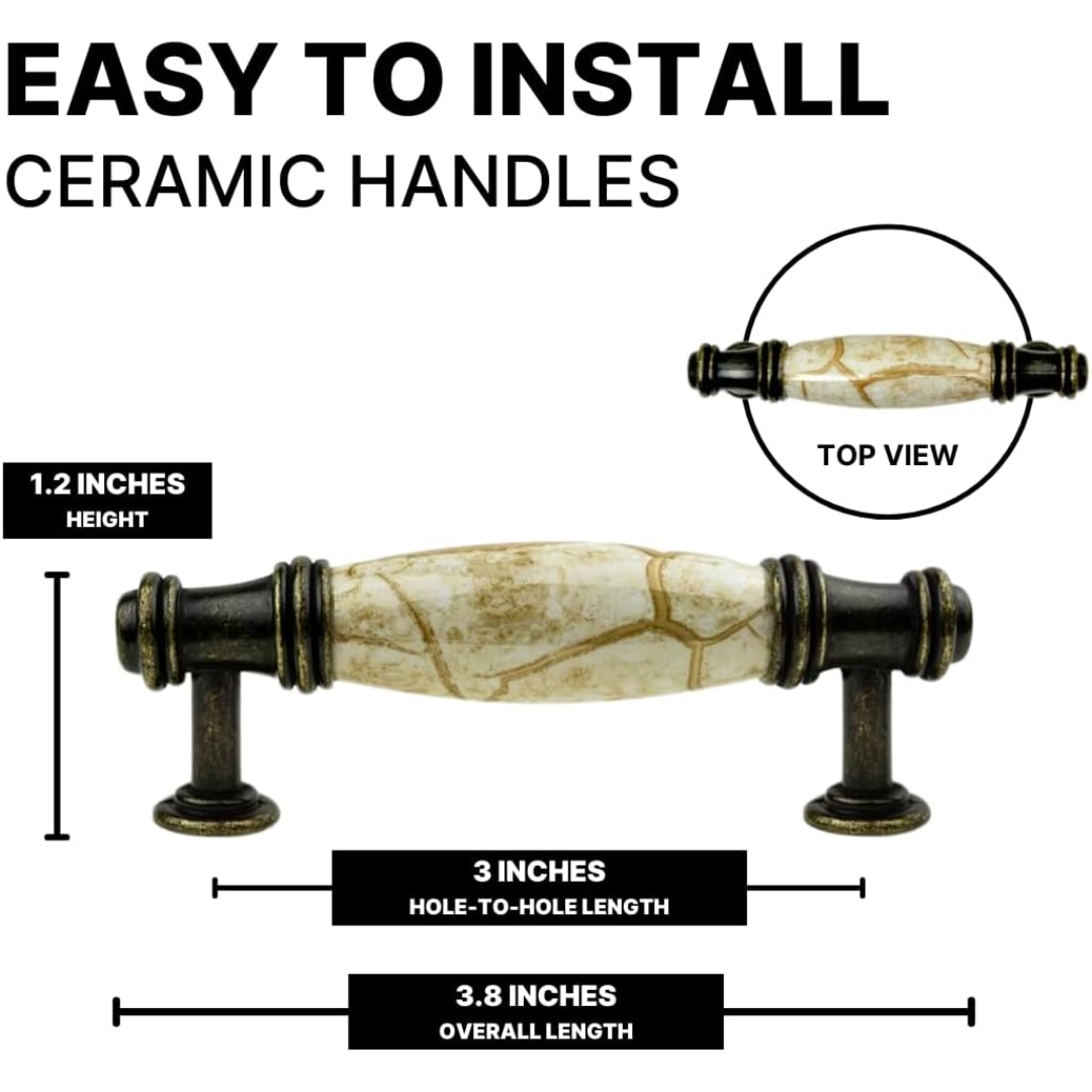 DIY Décor Hub - 3 inch Antique Brass Cabinet Pulls, 20-Pack
