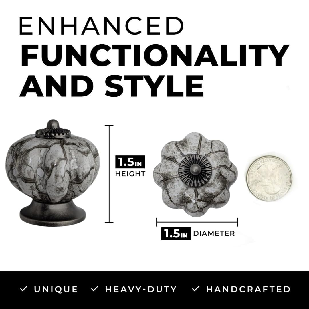 DIY Décor Hub - Pumpkin Knobs, Antique Silver-Gray Cabinet Knobs, 10-Pack