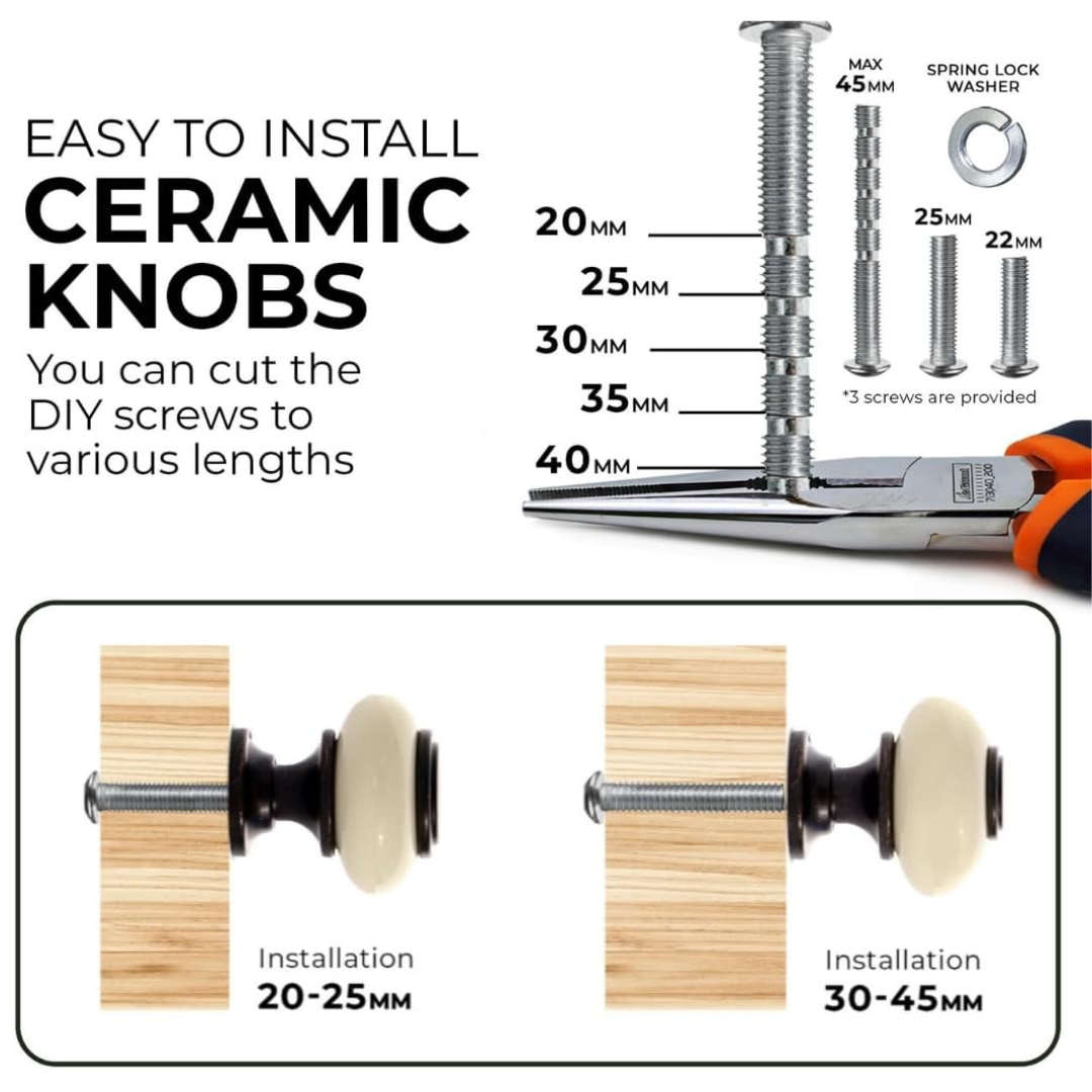 DIY Décor Hub - Small Oil-Rubbed Bronze with Beige Ceramic Cabinet Knobs, 10-Pack