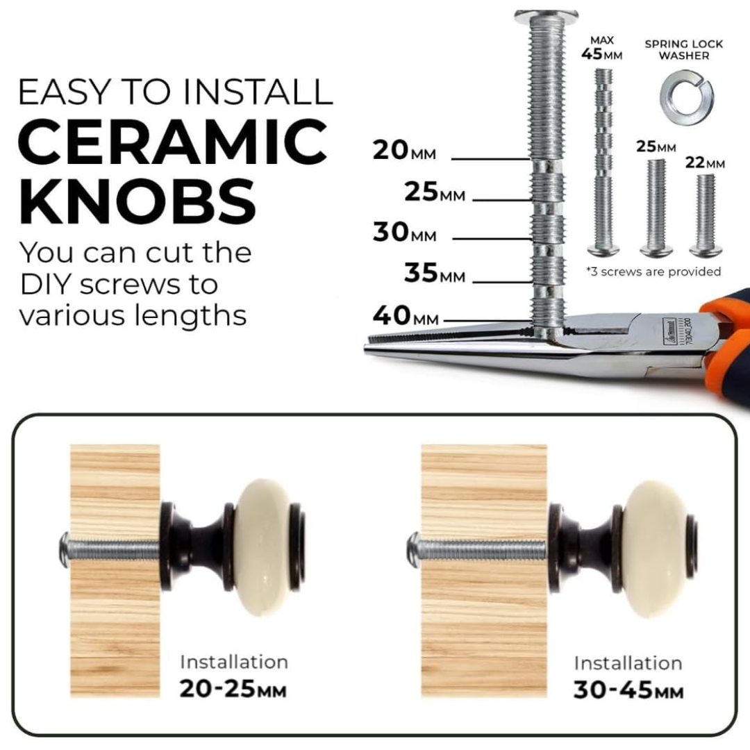 DIY Décor Hub - Small Oil-Rubbed Bronze with Beige Ceramic Cabinet Knobs, 20-Pack
