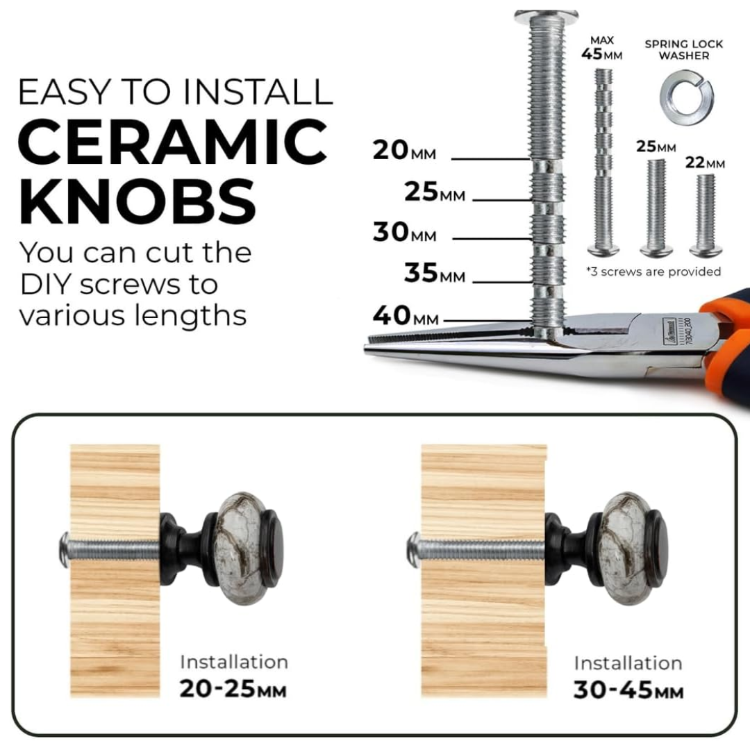 DIY Décor Hub - Small Oil-Rubbed Bronze w/Granite-Gray Ceramic Cabinet Knobs, 20-Pack