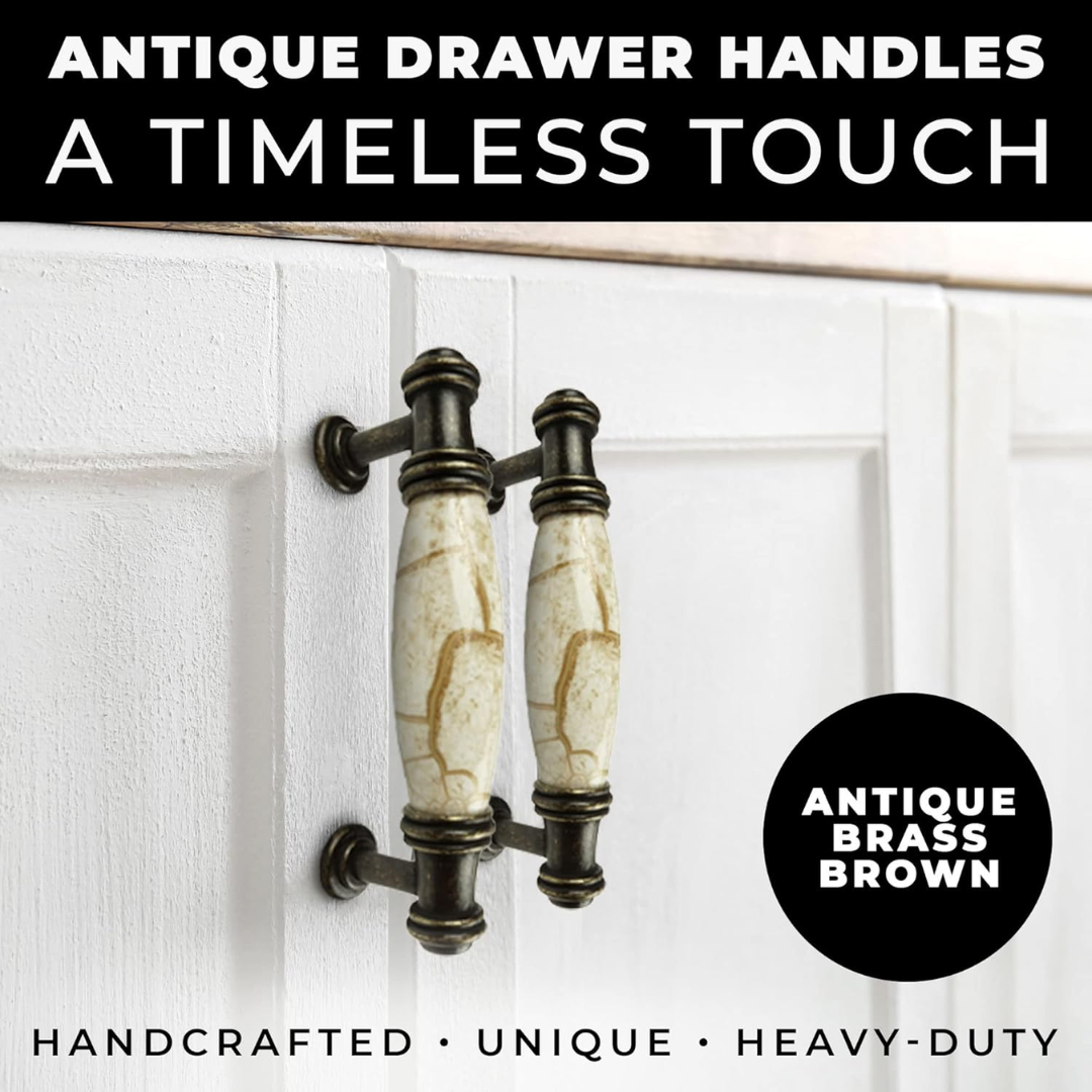 DIY Décor Hub - 3 inch Antique Brass Cabinet Pulls, 20-Pack