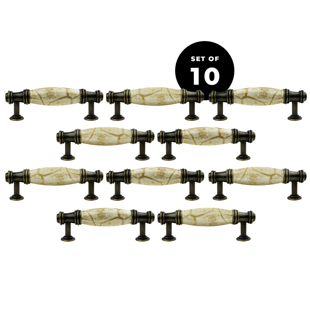 DIY Décor Hub - 3 3/4 inch Antique Brass Cabinet Pulls, 10-Pack