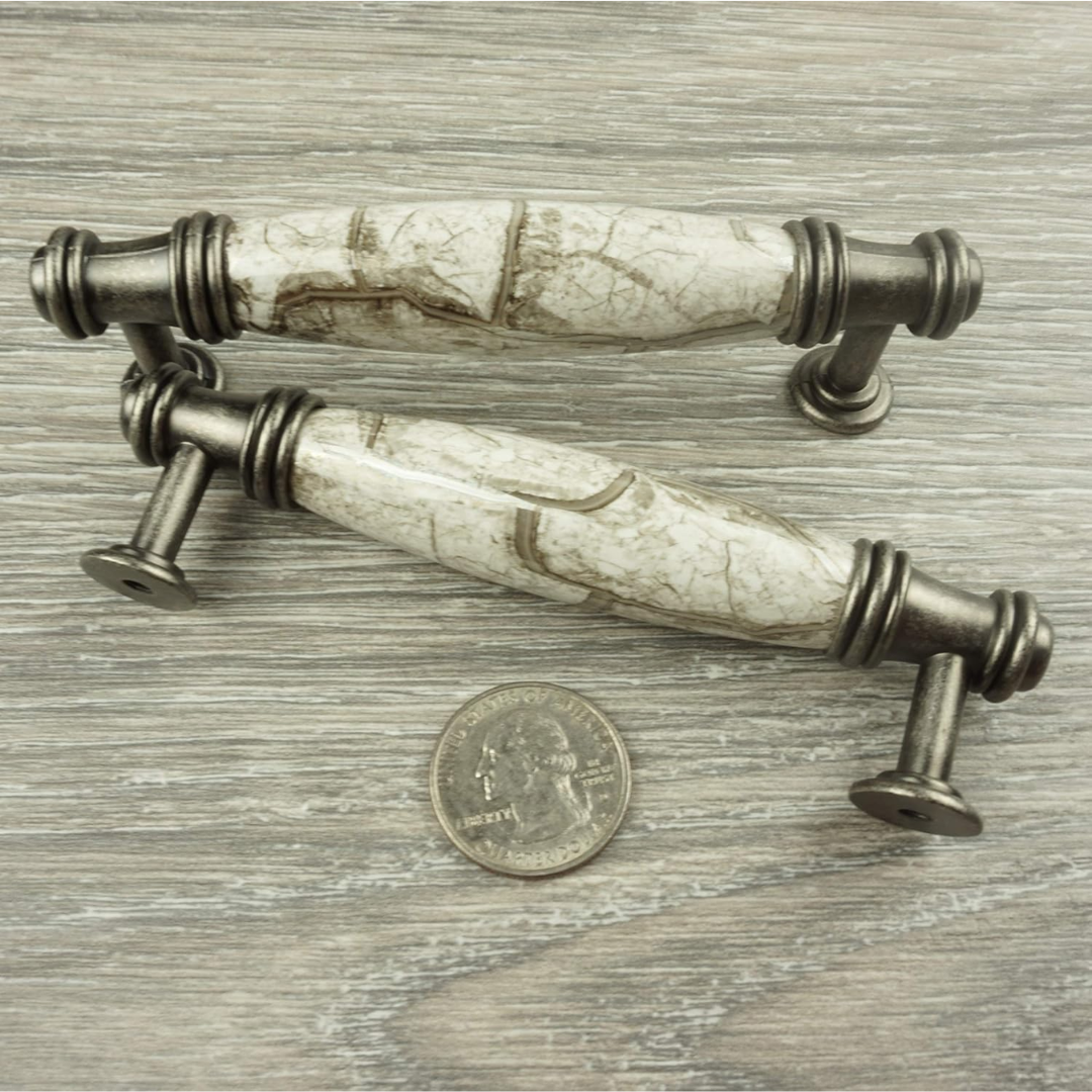 DIY Décor Hub - 3 3/4 inch Antique Silver-Gray Cabinet Pulls, 20-Pack