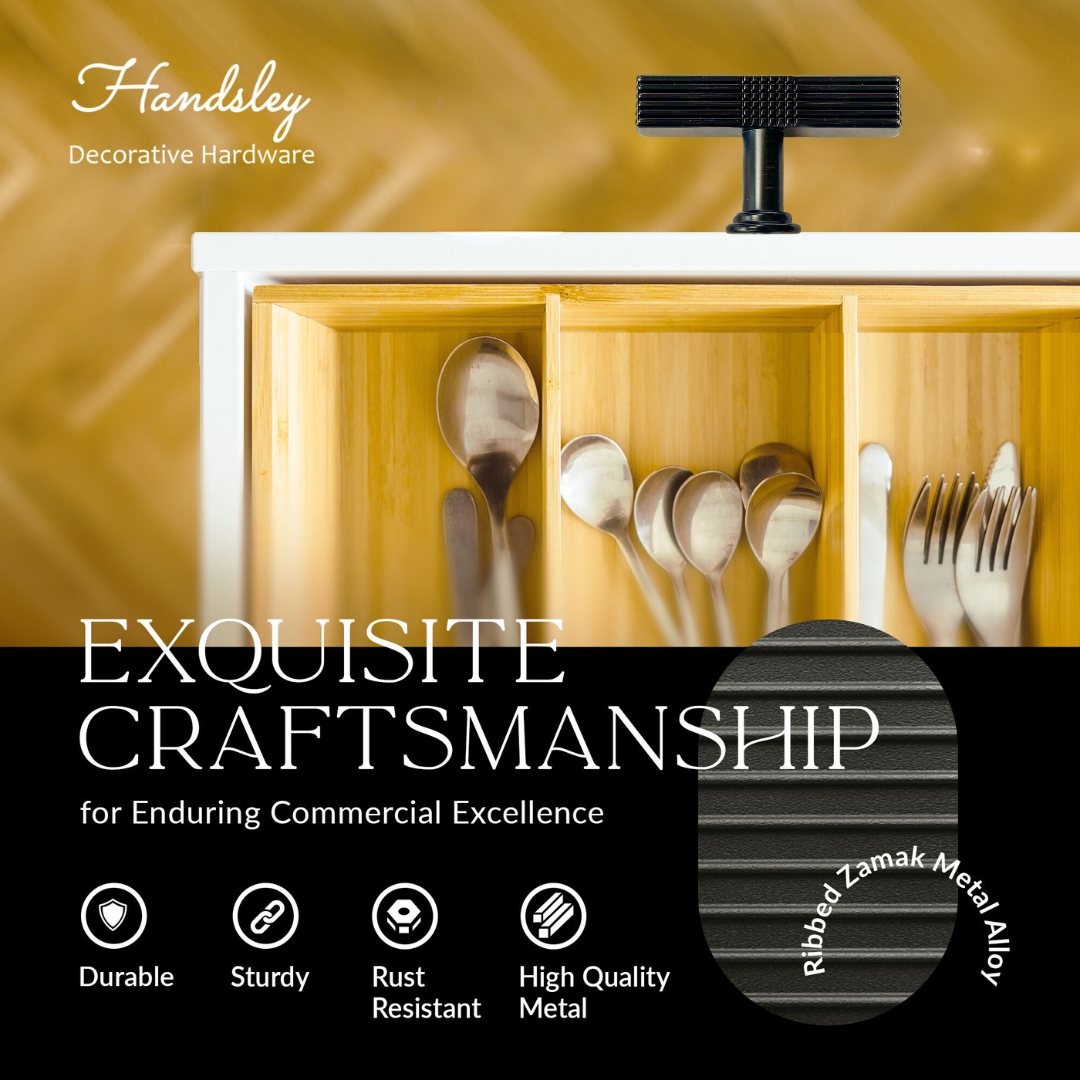 Handsley - Finely Crafted ORB T Bar Handles for Cabinets, Drawers & more- 10 pack, Single Hole