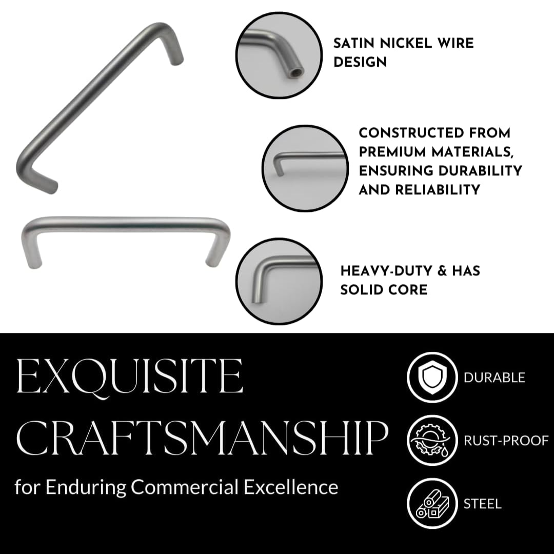 Handsley 4-Inch Wire Handles, 50-Pack – Satin Nickel Commercial Cabinet Pulls, Brushed Chrome Drawer Handles, and Matte Chrome Office Cabinet Hardware