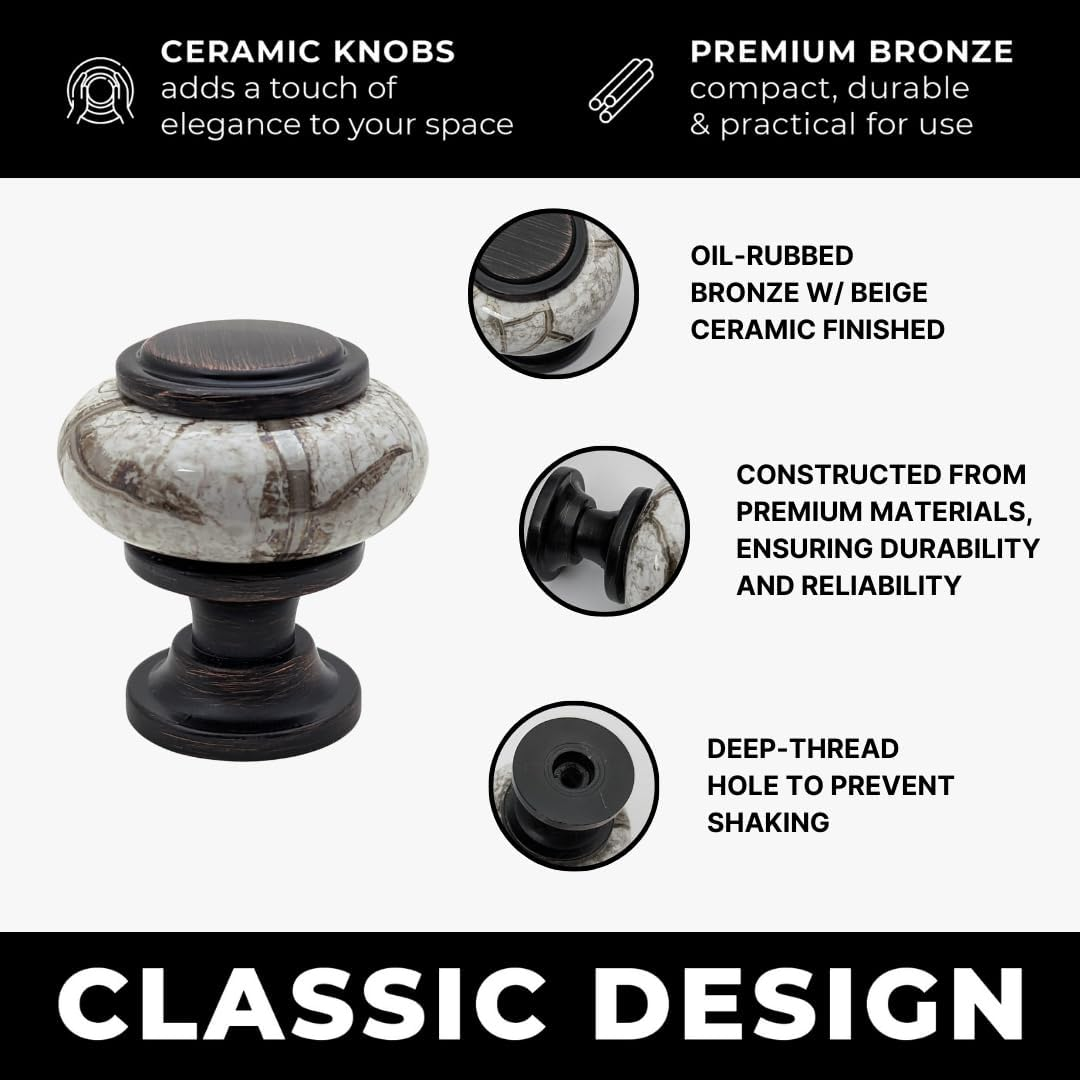 DIY Décor Hub - Small Oil-Rubbed Bronze w/Granite-Gray Ceramic Cabinet Knobs, 20-Pack
