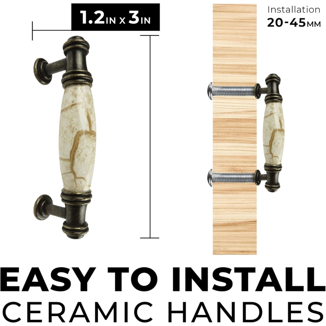 DIY Décor Hub - 3 inch Antique Brass Cabinet Pulls, 20-Pack