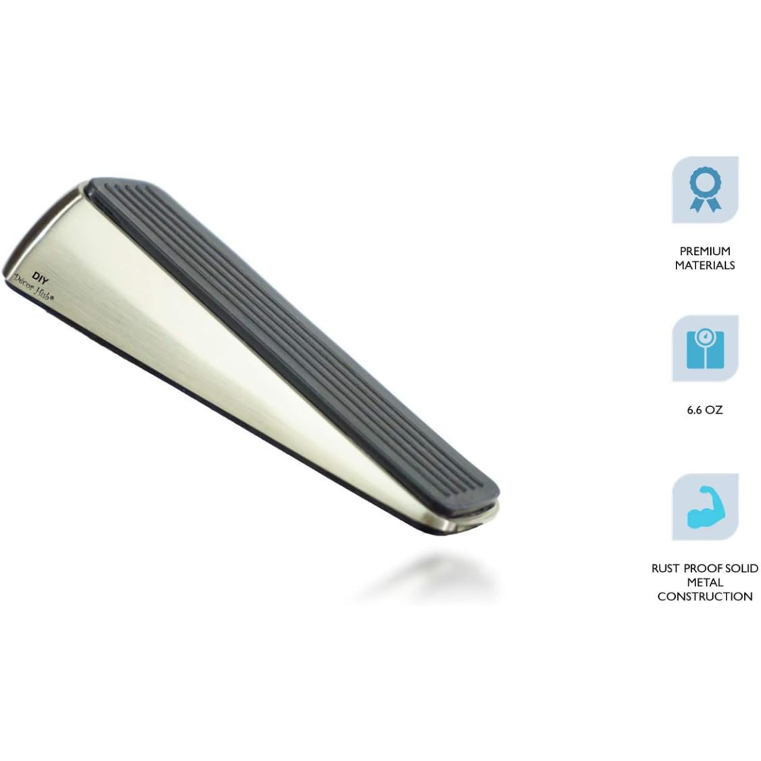 DIY Décor Hub - Satin Nickel Door Stopper, Heavy Duty, Nonslip, Premium Quality Door Wedges, Set of 4