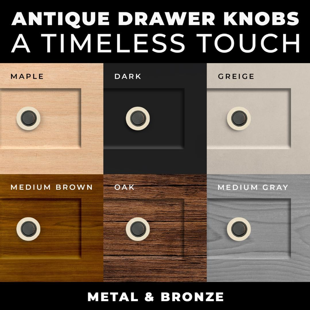 DIY Décor Hub - Small Oil-Rubbed Bronze with Beige Ceramic Cabinet Knobs, 10-Pack