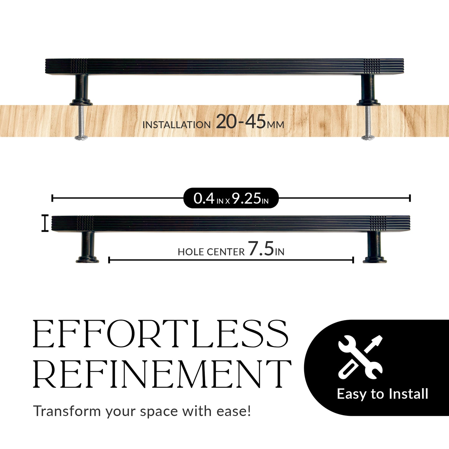 Handsley- Finely Crafted ORB Bar Handles for Cabinets, Drawers & More 7.5 inch Hole Center- 10 pack