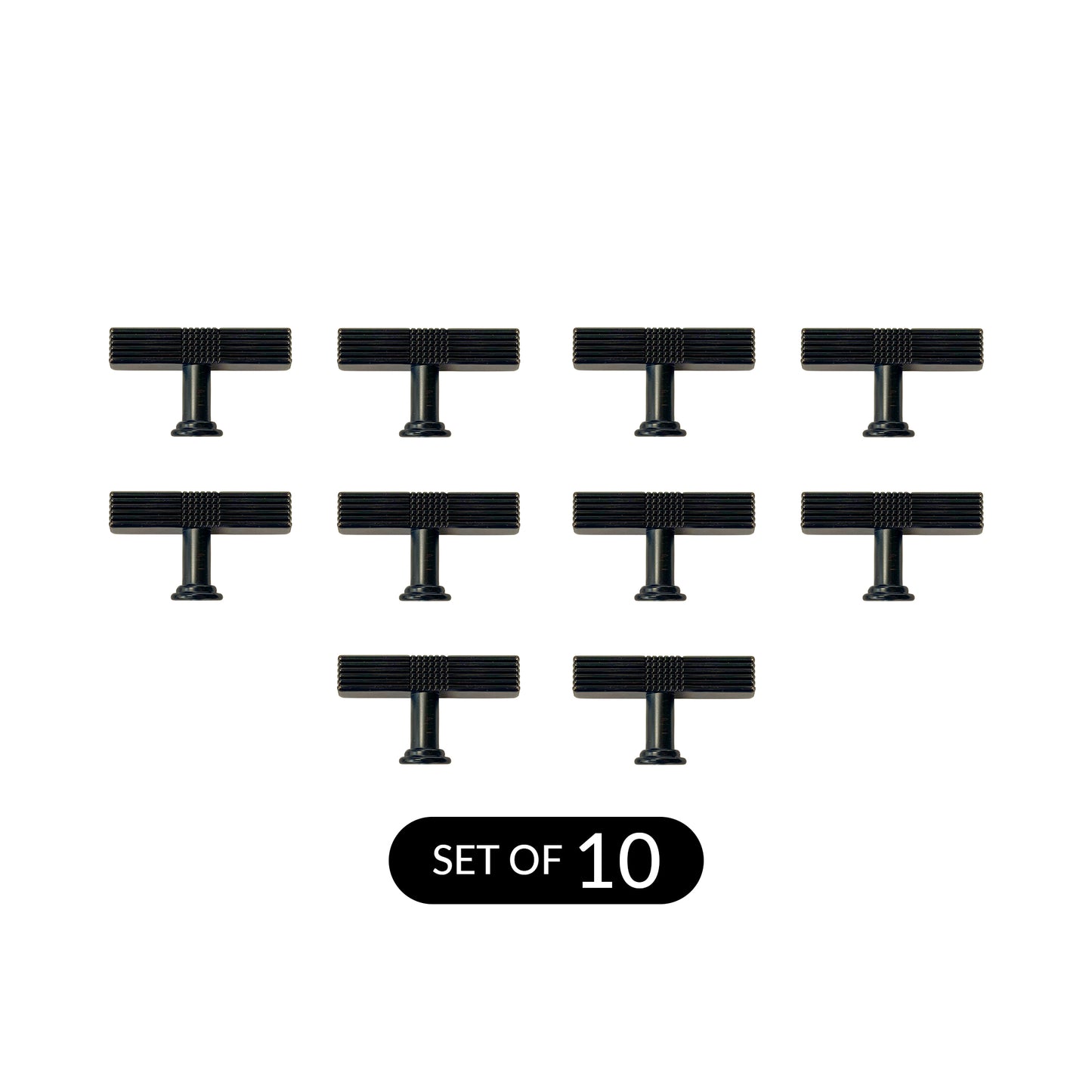 Handsley - Finely Crafted ORB T Bar Handles for Cabinets, Drawers & more- 10 pack, Single Hole