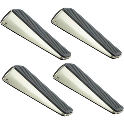 DIY Décor Hub - Satin Nickel Door Stopper, Heavy Duty, Nonslip, Premium Quality Door Wedges, Set of 4