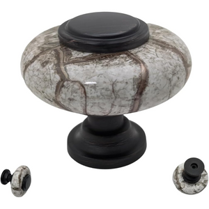 DIY Décor Hub - Large 1.5 inch Oil-Rubbed Bronze w/Granite-Gray Ceramic Cabinet Knobs, 10-Pack