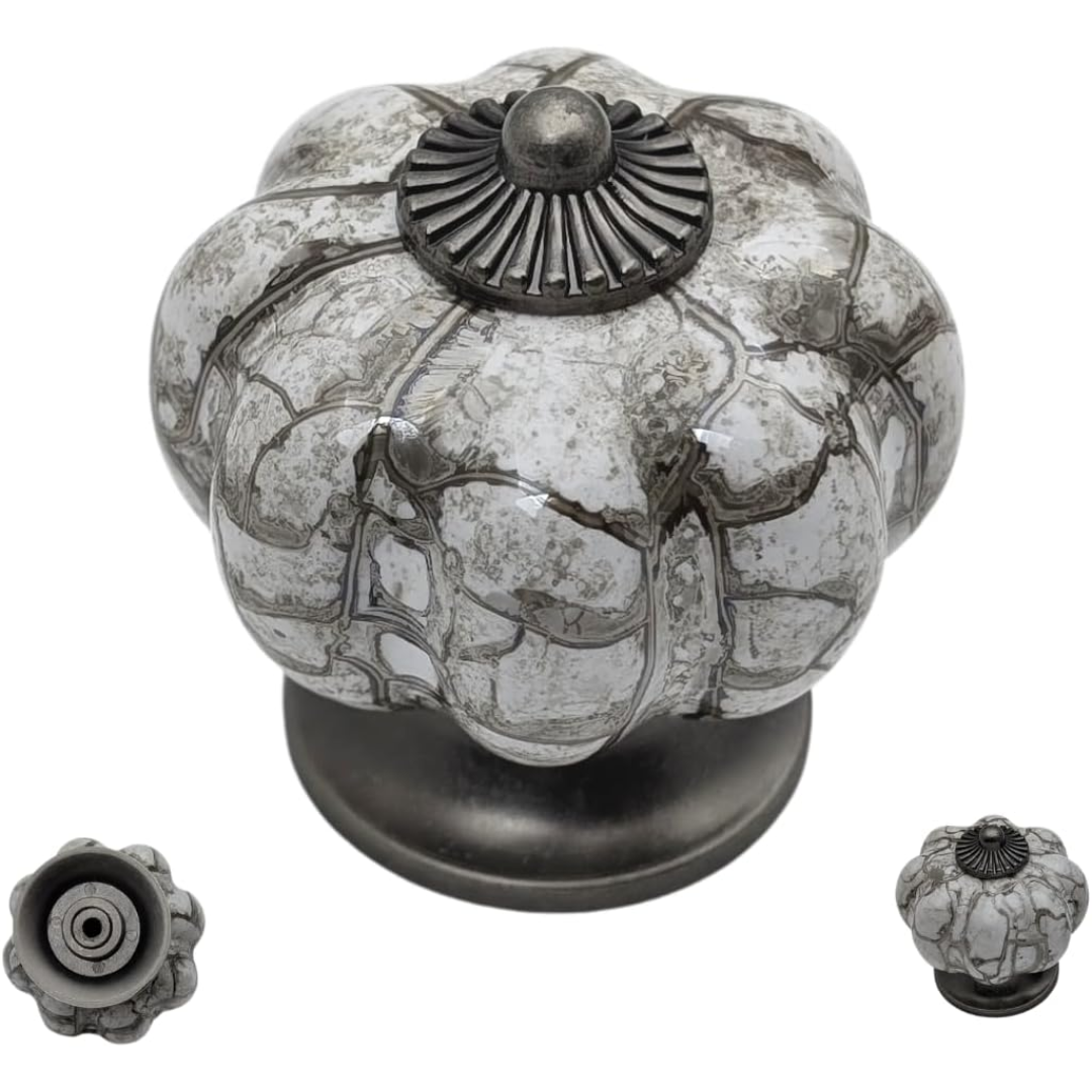 DIY Décor Hub - Pumpkin Knobs, Antique Silver-Gray Cabinet Knobs, 10-Pack