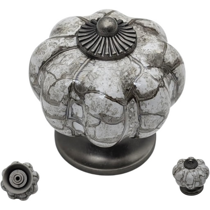 DIY Décor Hub - Pumpkin Knobs, Antique Silver-Gray Cabinet Knobs, 10-Pack