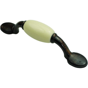 DIY Décor Hub - 3 inch Oil-Rubbed Bronze Handle with Beige Ceramic Accent, 20 Pack