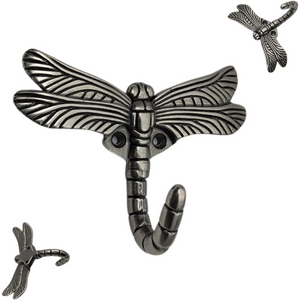 DIY Décor Hub - Set of 6 Dragonfly Hooks - Antique Silver