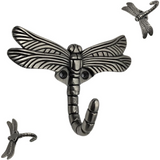 DIY Décor Hub - Set of 6 Dragonfly Hooks - Antique Silver