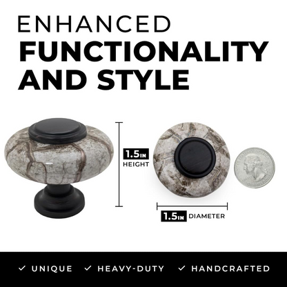 DIY Décor Hub - Large 1.5 inch Oil-Rubbed Bronze w/Granite-Gray Ceramic Cabinet Knobs, 20-Pack