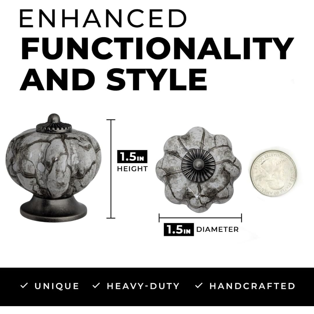 DIY Décor Hub - Pumpkin Knobs, Antique Silver-Gray Cabinet Knobs, 20-Pack