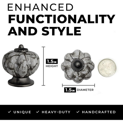 DIY Décor Hub - Pumpkin Knobs, Antique Silver-Gray Cabinet Knobs, 20-Pack