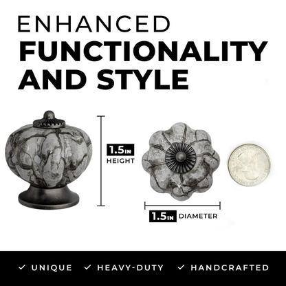 DIY Décor Hub - Pumpkin Knobs, Antique Silver-Gray Cabinet Knobs, 10-Pack