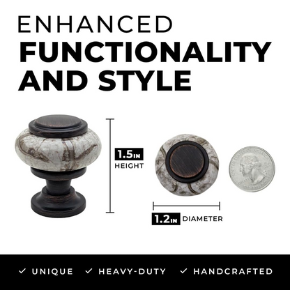 DIY Décor Hub - Small Oil-Rubbed Bronze w/Granite-Gray Ceramic Cabinet Knobs, 10-Pack