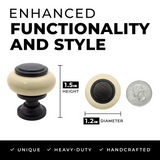 DIY Décor Hub - Small Oil-Rubbed Bronze with Beige Ceramic Cabinet Knobs, 10-Pack