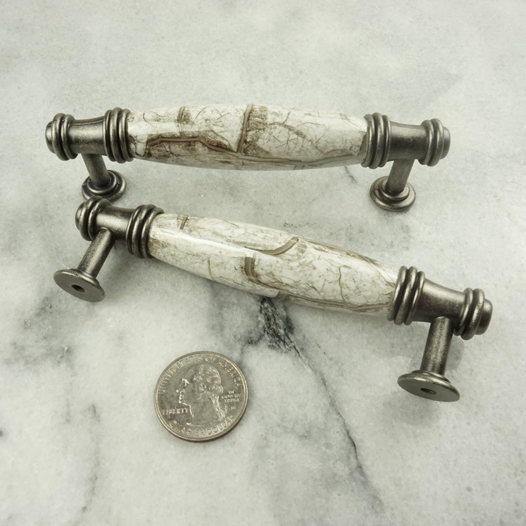 DIY Décor Hub - 3 3/4 inch Antique Silver-Gray Cabinet Pulls, 10-Pack