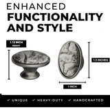 DIY Décor Hub Antique Silver Oval Knobs w/Gray Marble Accent for Cabinet & Drawers (10)