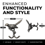 DIY Décor Hub - 6pcs Utility Hooks, Antique Silver Bird Hooks, Decorative Wall Mount, Set of 6