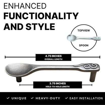 DIY Décor Hub - Kitchen Cabinet Handles Antique Silver, Spoon-Fork-Knife 5 Each (15 Total) 3 3/4 Inch Hole Center