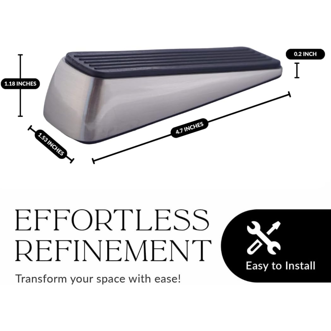 Handsley - 8 pcs Satin Nickel Metal Jacket Door Stoppers with Premium Rubber Wedge for Secure, Pet-Proof Hold