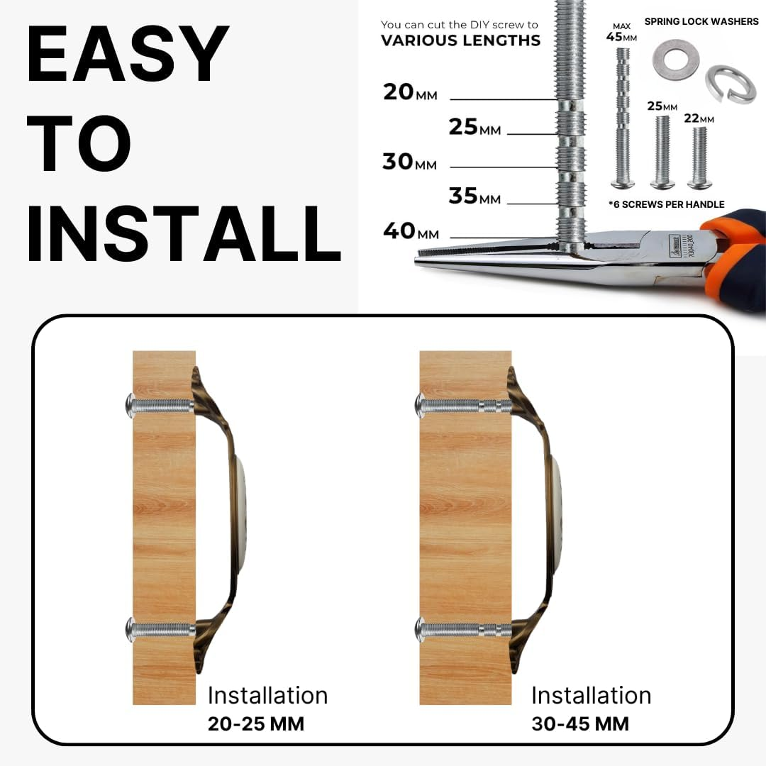 DIY Décor Hub - 5-inch Antique Gold with Floral Design Cabinet Handles, Set of 10