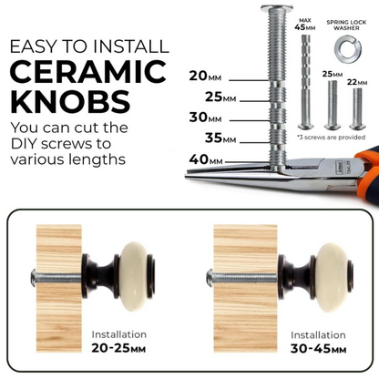 DIY Décor Hub - Large Oil-Rubbed Bronze with Beige Ceramic Cabinet Knobs, 1.5 inch, 10-Pack