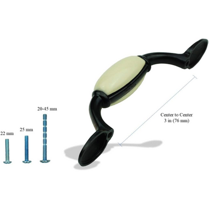 DIY Décor Hub - 3 inch Oil-Rubbed Bronze with Beige Ceramic Cabinet Pulls / Handles, 10-Pack