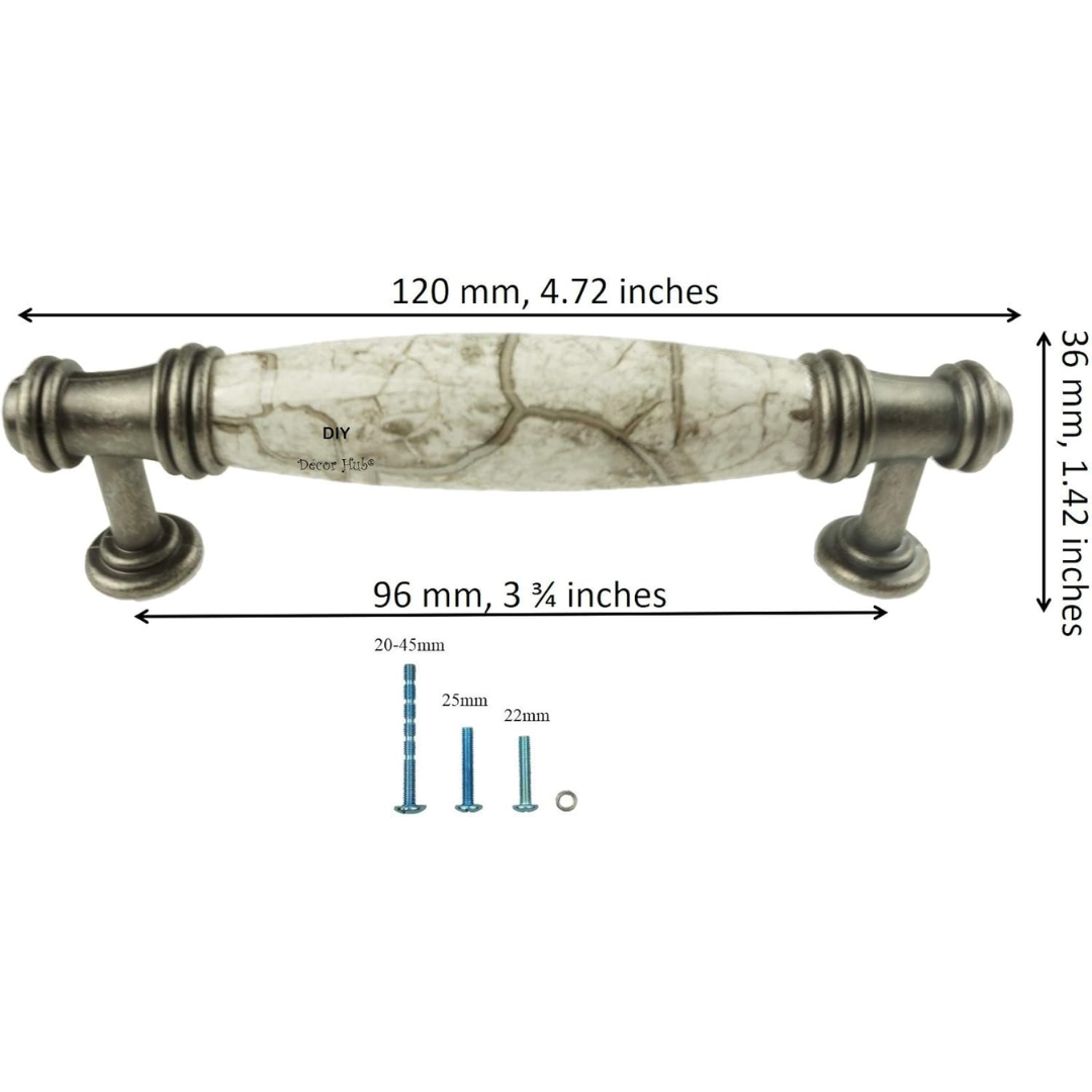 DIY Décor Hub - 3 3/4 inch Antique Silver-Gray Cabinet Pulls, 10-Pack