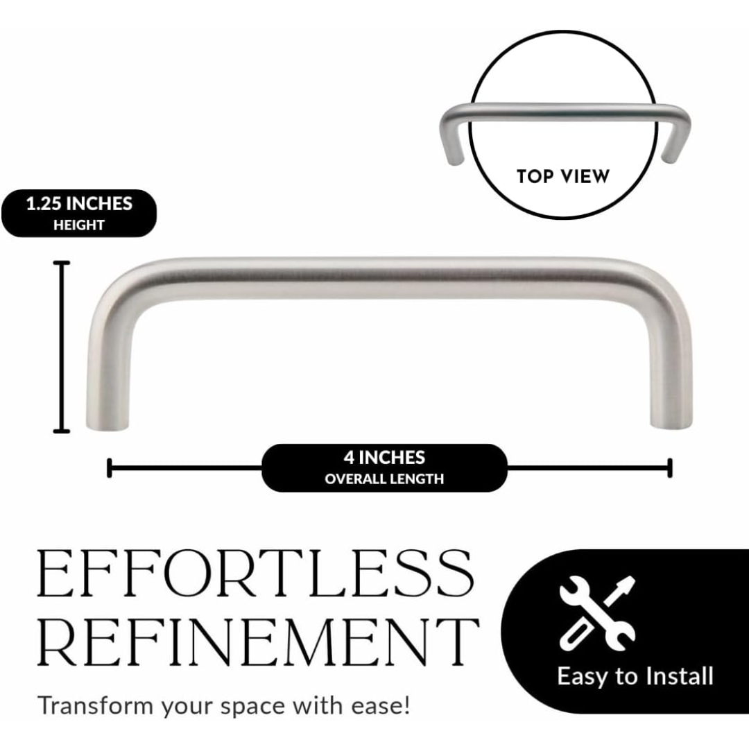 Handsley 4-Inch Wire Handles, 40-Pack – Satin Nickel Commercial Cabinet Pulls, Brushed Chrome Drawer Handles, and Matte Chrome Office Cabinet Hardware