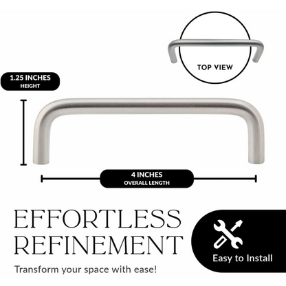 Handsley 4-Inch Wire Handles, 40-Pack – Satin Nickel Commercial Cabinet Pulls, Brushed Chrome Drawer Handles, and Matte Chrome Office Cabinet Hardware