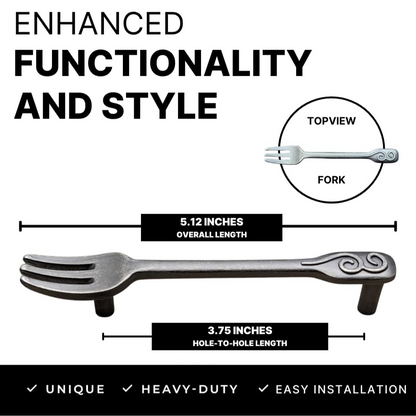 DIY Décor Hub - Kitchen Cabinet Handles Antique Silver, Spoon-Fork-Knife 5 Each (15 Total) 3 3/4 Inch Hole Center