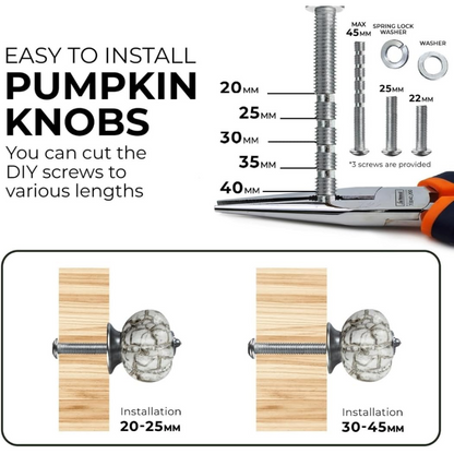 DIY Décor Hub - Pumpkin Knobs, Antique Silver-Gray Cabinet Knobs, 20-Pack