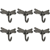 Handsley - 12 pcs Antique Silver Dragonfly Wall Hooks for Office, Storage, and Commercial Wall Mount Use, Decorative Utility Hooks for Coats, Keys, and Bags