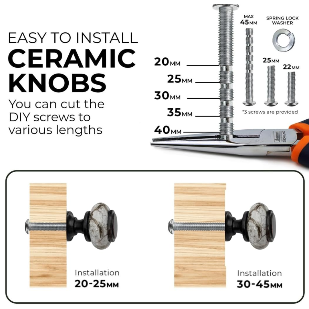 DIY Décor Hub - Small Oil-Rubbed Bronze w/Granite-Gray Ceramic Cabinet Knobs, 10-Pack