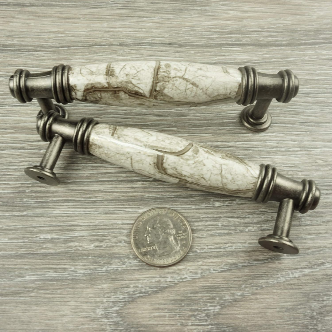 DIY Décor Hub - 3 3/4 inch Antique Silver-Gray Cabinet Pulls, 10-Pack