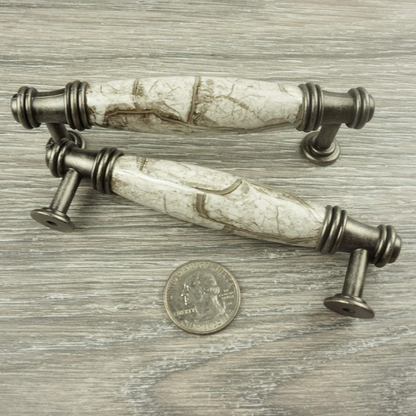 DIY Décor Hub - 3 3/4 inch Antique Silver-Gray Cabinet Pulls, 10-Pack