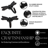 Handsley - 12 pcs Oil Rubbed Bronze Dragonfly Wall Hooks for Office, Storage, and Commercial Wall Mount Use, Decorative Utility Hooks for Coats, Keys, and Bags