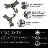 Handsley - 12 pcs Antique Silver Dragonfly Wall Hooks for Office, Storage, and Commercial Wall Mount Use, Decorative Utility Hooks for Coats, Keys, and Bags