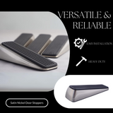Handsley - 4 pcs Satin Nickel Metal Jacket Door Stoppers with Premium Rubber Wedge for Secure, Pet-Proof Hold