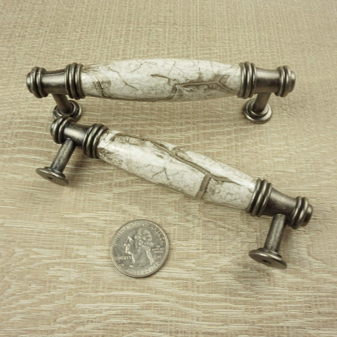 DIY Décor Hub - 3 3/4 inch Antique Silver-Gray Cabinet Pulls, 10-Pack